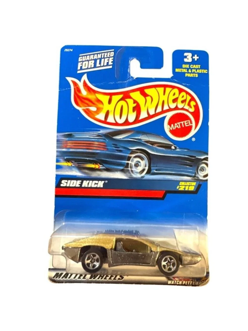 VTG Die Cast Hot Wheels Side Kick Car Collector 219 Gold Black 1999 Mattel